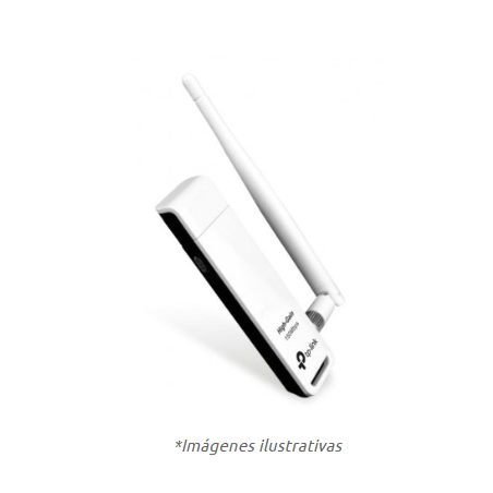 Adaptador USB TP-LINK TL-WN722N, Inalámbrico, 150 Mbit/s, Color blanco