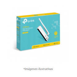 Adaptador USB TP-LINK TL-WN722N, Inalámbrico, 150 Mbit/s, Color blanco