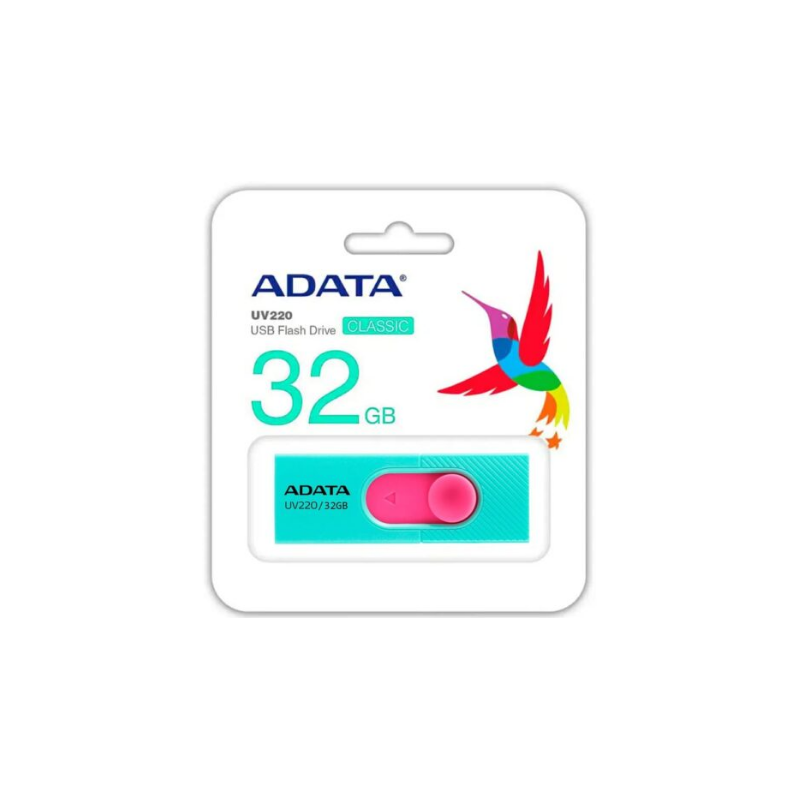 Memoria USB ADATA AUV220-32G-RGNPK, Turquesa/rosa, 32 GB, USB 2.0 Memoria USB ADATA AUV220-32G-RGNPK, Turquesa/rosa, 32 GB, USB 2.0