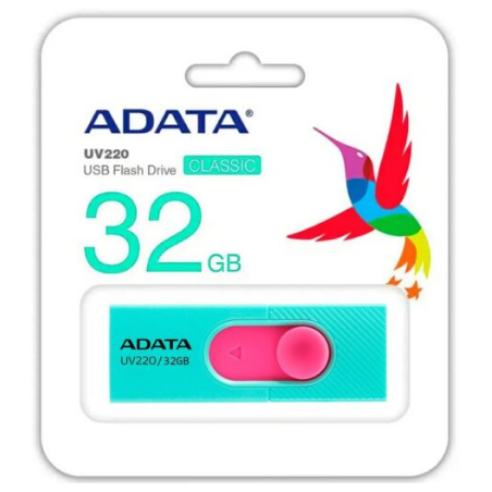 Memoria USB ADATA AUV220-32G-RGNPK, Turquesa/rosa, 32 GB, USB 2.0