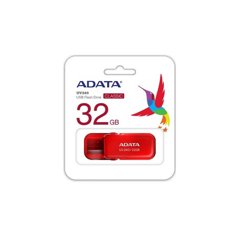 Memoria USB 2.0 de 32GB ADATA UV240, Rojo, 32 GB, USB 2.0 Memoria USB 2.0 de 32GB ADATA UV240, Rojo, 32 GB, USB 2.0