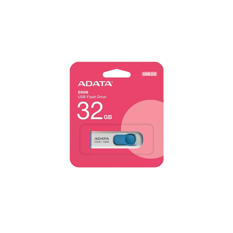 Memoria USB ADATA C008, Color blanco, 32 GB, USB 2.0 Memoria USB ADATA C008, Color blanco, 32 GB, USB 2.0
