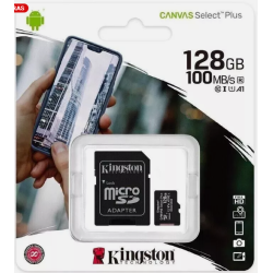 MEMORIA MICROSD KINGSTON CANVAS SELCT PLUS 128GB R.100MB/S CL10 UHS-I U1 V10 A1