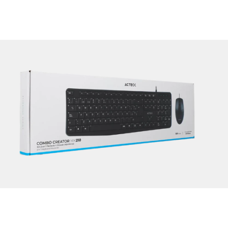 Kit Teclado Estándar y Mouse ACTECK AC-928984 , Estándar, 105 teclas, Negro